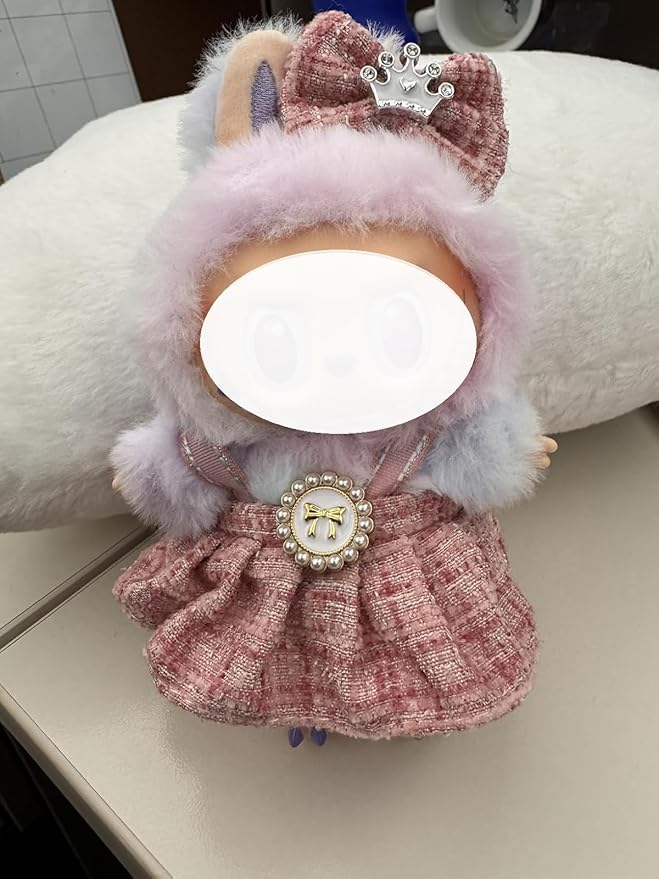 Clothes for LA BUBU 17cm Doll (NO Doll),Outfit for LA BUBU,Dress and Hairpin Set for LABUBU Dress Up,Accessories for LA BUBU