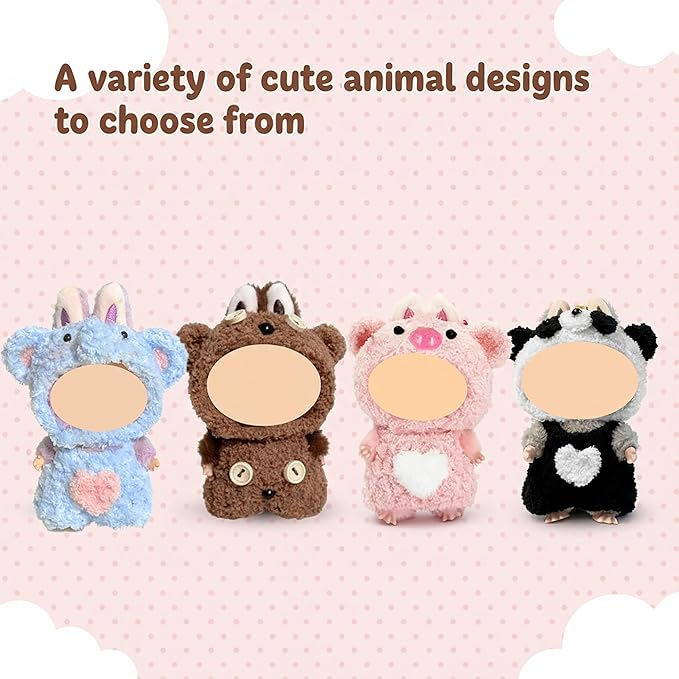 Asix Toy Knitted Clothes Set for 10cm Blind Box Figures,Crochet Outfit Clothes Compatible with Pin for Love Mini Doll,Blind Box Figures Outfits Accessories,Doll Clothes Accessories Only (Pig)