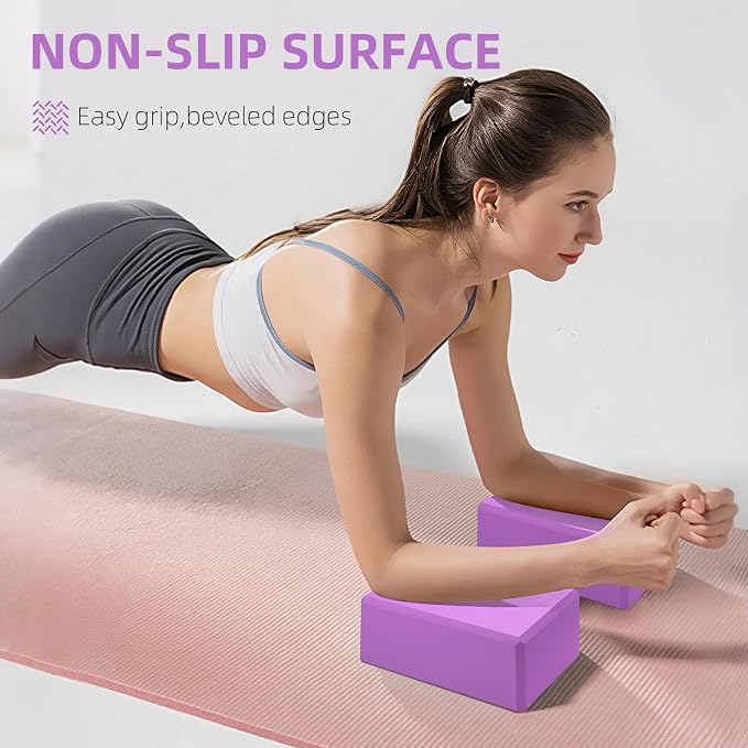 Large Foam Yoga Block 1 Pack, 9x6x4 Sturdy Pilates Block, Workout Block, Non Slip Surface Yoga Brick for Pilates Meditation, Stretching and Toning