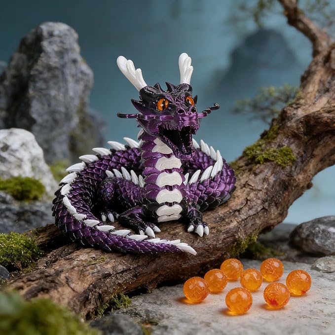 3D Printed Dragon Eggs, Glow in The Dark Fidget Toys for Kids & Adults, for Home Office Desk Decor (Purple Dragon God, Pcs, 1)