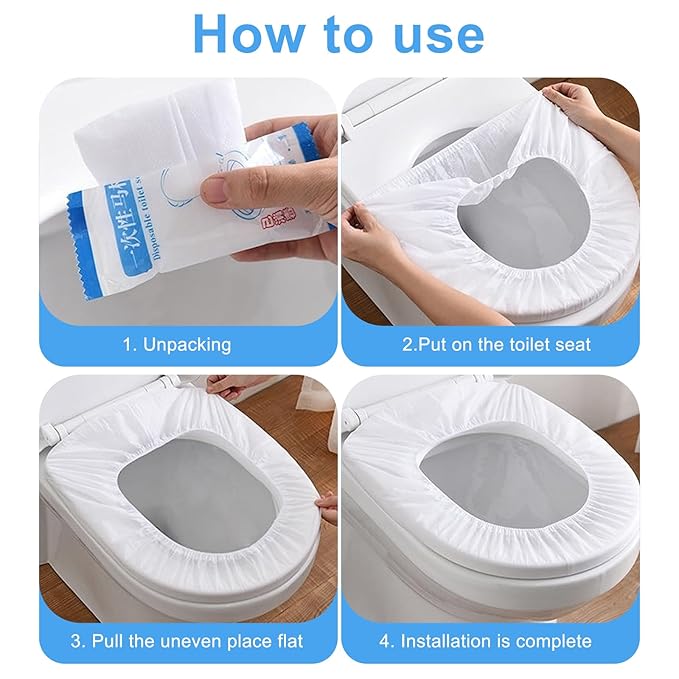 100 Pack Disposable Toilet Seat Covers for Travel Public Toilet Hospital,Portable Waterproof (Individual Package)
