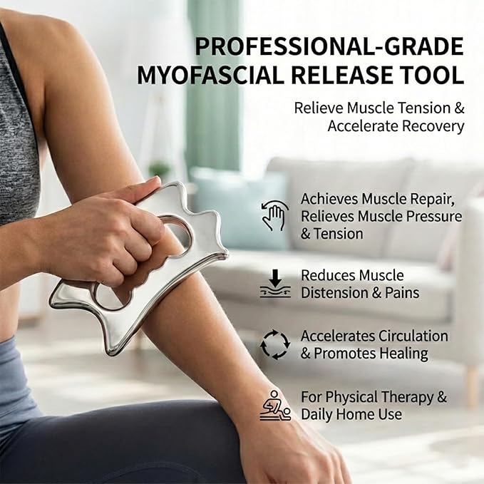 Muscle Scraper Tool Stainless Steel, Gua sha Tool Set for Full Body, Metal Myofascial Release Tool, Scraping Tool Physical Therapy Equipment, Deep Tissue Massager Fascia Scraper (D Scrapper)