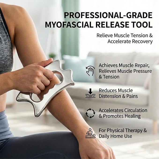 3-in-1 Muscle Scraper Tool Set - Stainless Steel Gua Sha & IASTM Tools for Myofascial Release & Muscle Recovery- Physical Therapy Fascia Scraper | Scraping Kit for Soft/Deep Tissue, Muscle Relief
