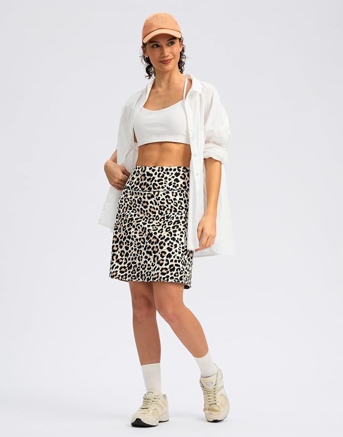 Women's 18" Skorts with 4 Side Pockets High Waisted Long Golf Skirt | Soft, Lightweight, Stretch, Breathable, Mesh Built-in Shorts, Athletic, Tennis, Dressy, Casual