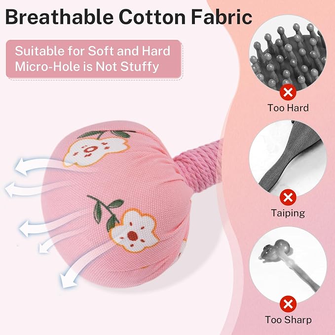 lefeke Manual Massage Hammer, Mugwort Massage Hammer, Handheld Body Percussion Tool for Back Neck Shoulder Leg Muscle Relief 26cm (2Pcs-Pink)
