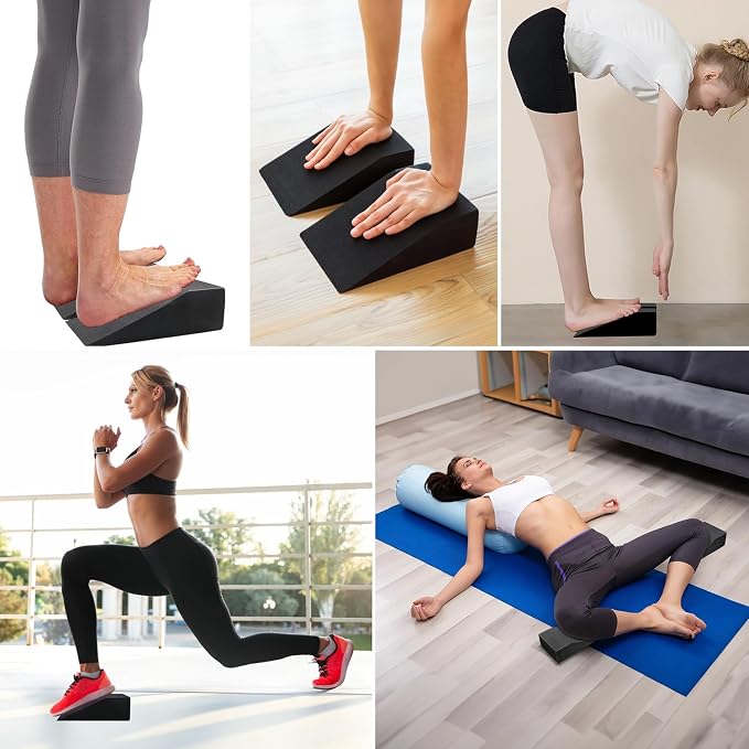 2 Pack Squat Wedge, Supportive Foot Wrist Exercise Wedge for Squat, Yoga, Pushup, Balance, Stretch, Strength, Pilates, Plank, Physical Therapy - EVA Riser Block for Men & Women