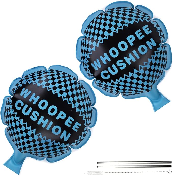 POPLAY 2PCS Whoopee Cushions, 10 Inch Fun Toys Blue Fart Pillow Prank Toys for Novelty Party Favor Kids