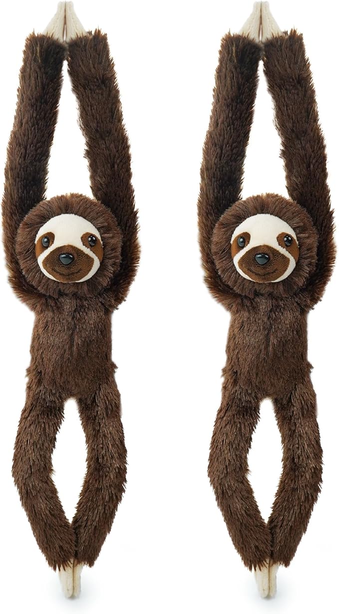 2 Pcs 50CM realistic hanging plush animal-filled Sloth Toys with Hands and Feet and Parent-Child Knot, Sloth Soft Long Plush Jungle Party Decoration Curtain Storage Toys Stuffed Animals for Kids 4-8