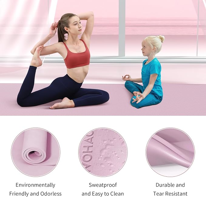 Extra Wide & Thick 8mm Yoga Mat, 72"x31.5" Large Non Slip Exercise Mat, Premium POE Material for Superior Cushioning & Stability, with Strap for Home Gym, Pilates