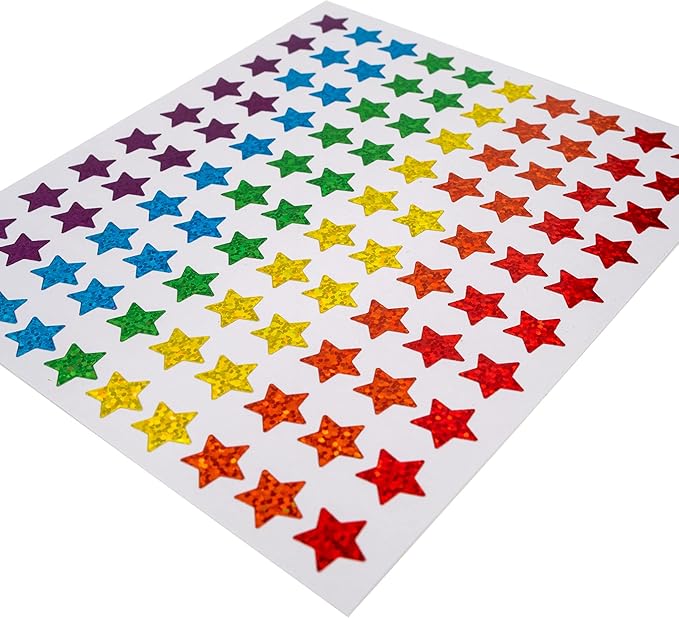 Storm&Lighthouse 600 x Star Stickers Rainbow Stickers Stars Mini Teacher Reward Stickers Scrapbook Stars for Crafts Glitter Art and Craft Classroom Resource (Rainbow)