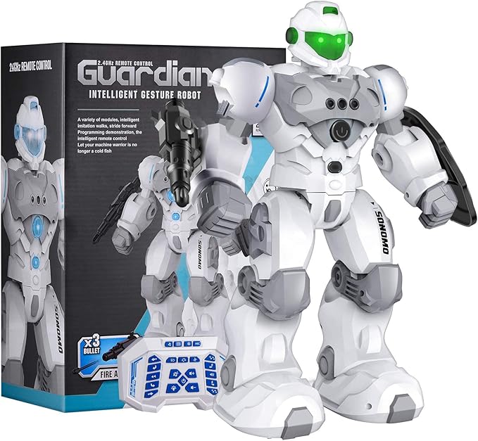 SONOMO Toys for 6-9 Year Old Boys, RC Robot Gifts for Kids Intelligent Programmable Robot (White)