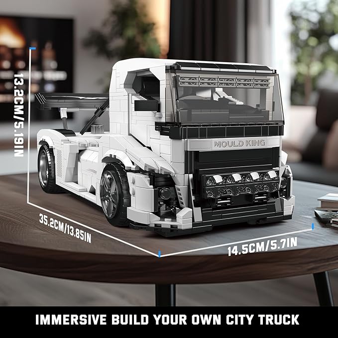 Mould King 10036 Tractor Truck Building Set, MOC City Semi Truck Building Blocks Set to Build, Gift for Age 14+/Adult Collections Enthusiasts(1604+ Pieces, Static Version)