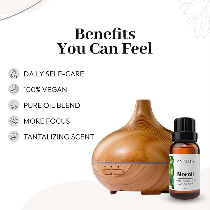 Neroli Essential Oil – 100% Pure & Natural | Organic Neroli Oil for Skin & Face | Uncut • Raw • Very Potent Essential Oils for Skincare, Aromatherapy & Daily Glow - 10ML