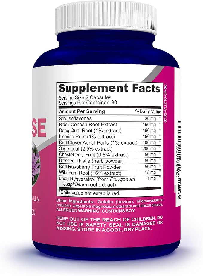 NusaPure Menopause Complex : Black Cohosh and Herbal Ingredients - 60 Capsules (Pack of 2)