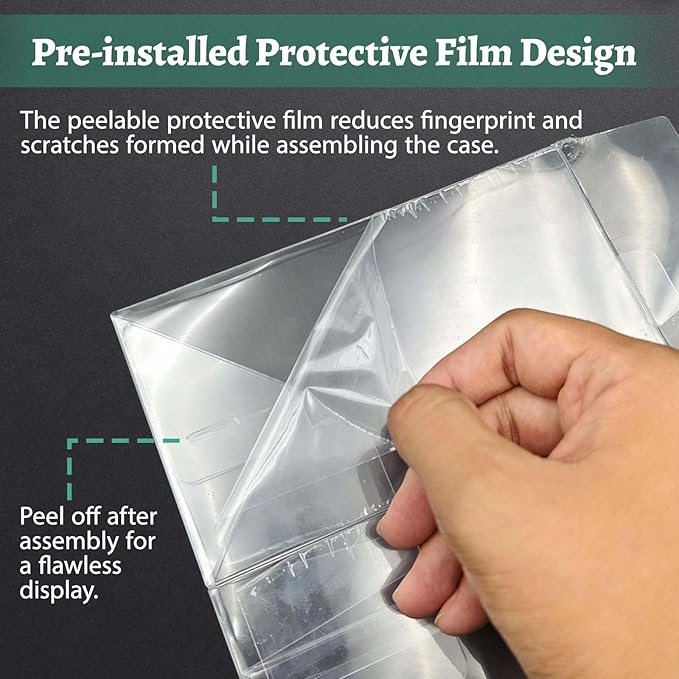 150 Pack Clear Protectors Case Compatible with Funko Pop Protector Case for 4 Inch Figures Collectibles Heavy Duty Crystal Plastic Protector Cases with Protective Film Locking Tabs Auto-Lock Bottom