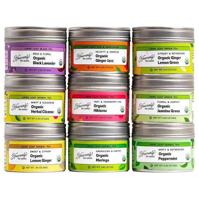 Heavenly Tea Leaves Organic Wellness Tea Sampler, Loose Leaf Tea Gift Set