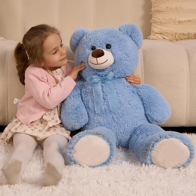 HollyHOME Big Teddy Bear Large Teddy Bear Stuffed Animal Birthday Valentines Day Plush for Kids and Girlfriend 36 inch Blue
