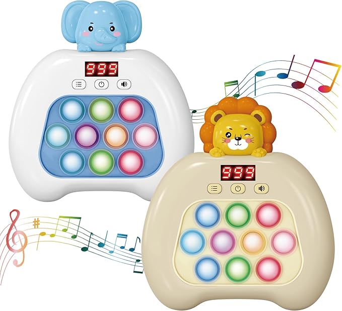 Fast Push Pop Fidget Toys for Kids, Handheld Puzzle Game with LED Screen & Multiplayer Mode, Sensory Toys for 3-12 Year Old Girls Boys, Fun Battle Gifts for Friends（Lion）