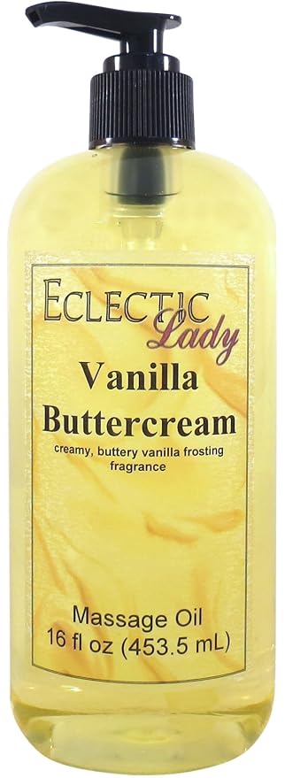 Vanilla Buttercream Massage Oil, 16 oz, With Sweet Almond Oil & Jojoba Oil