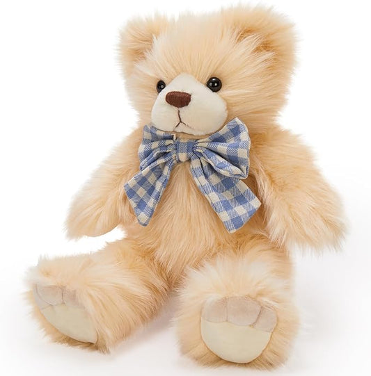MorisMos Teddy Bear Stuffed Animal,14'' Small Stuffed Bear Plush Toy Gift for Kid Girl Boy Toddler Teen Adult,Cuddly Teddy Animal Toy Decor for Baby Shower Birthday Valentine’s Day Party Favors,Beige