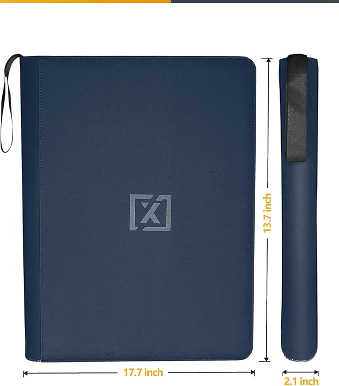 X PRO 1000+ Card Binder - Comes with 200 Card Sleeves | Compatible with TCG, Sports, MTG & More - Ringless Trading Card Binder | 1000 Pockets | TCG Binder (Midnight Blue)
