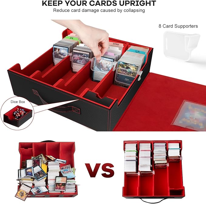 Gomyrod Card Storage Box 3200+ MTG Deck Box with 30 Colorful Divider, 4 Row Commander Trading Card Cases with Portable Handle & Display Windows, Fits for MTG/TCG/Magic Cards, Patented Design