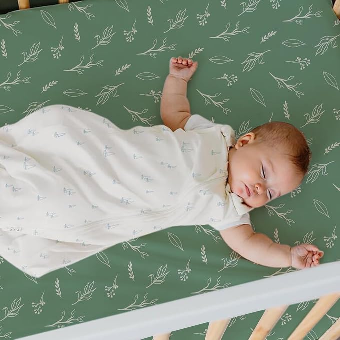 BROLEX Baby Fitted Crib Sheets: Kid Crib Sheets - Set of 2 for Toddler Standard Size Crib Mattress for Boys and Girls - Jersey Knit Crib Bed Sheets Sika Deer&Foliage