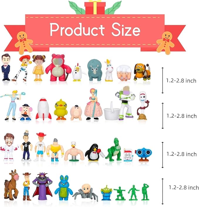 36 Pack Anime Figurines Set - Woody Doll, Buzz Lightyear Toy, PVC Figures