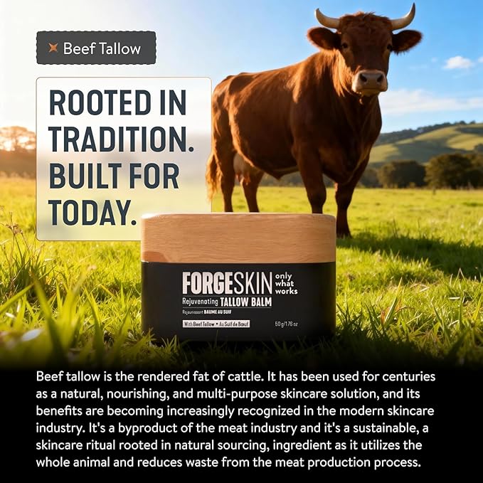 Forge Skin® Wrinkle Defense Beef Tallow Balm for Men [TALLOW-BASED] Moisturizer for Face Hydration - Hydrating AntiAging Skin Cream Natural Facial Skincare Lotion with Essential Oils (1.7oz Each) 3pk