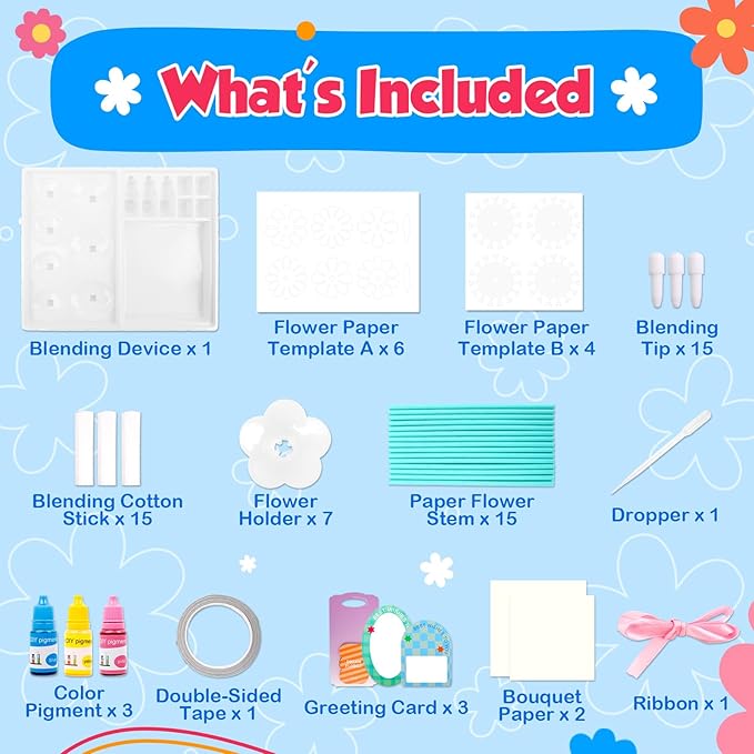 SkilLify Flower Craft Kits,DIY Paper Arts and Crafts Bouquet Toys for Kids, Create 3D Color Changing Blossoms, Educational Activity Preschool,Birthday Gifts for 4 5 6 7 8+Year Old Girls & Boys