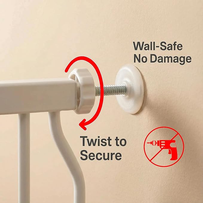 Extra Wide Baby & Dog Gate 62-67 Inch, Pressure Mounted No Drilling, Adjustable Indoor Safety Gate for Stairs & Wide Doorways - Metal Design for Kids and Pets, White
