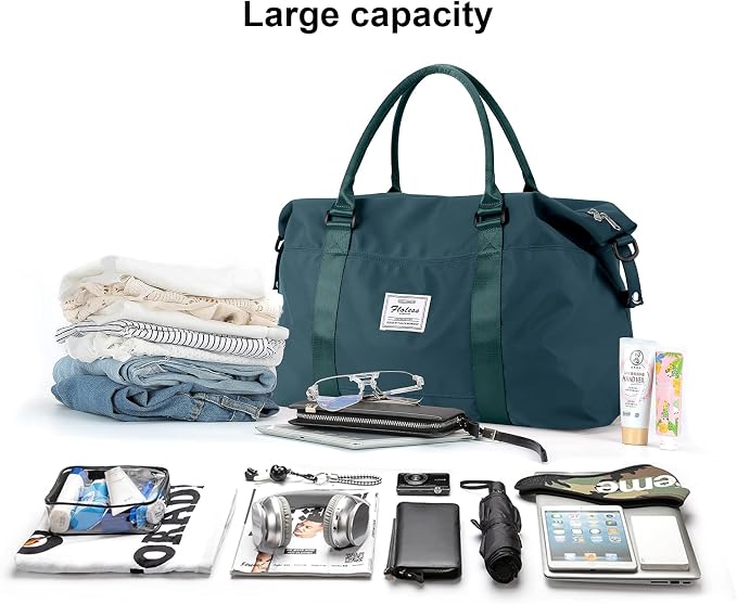 Travel Duffel Bag, Carry On Overnight Weekender Bags for Women | Travel Bag with Wet Pocket & Trolley Sleeve, For Spirit Airlines 18x14x8 Personal Item Bag