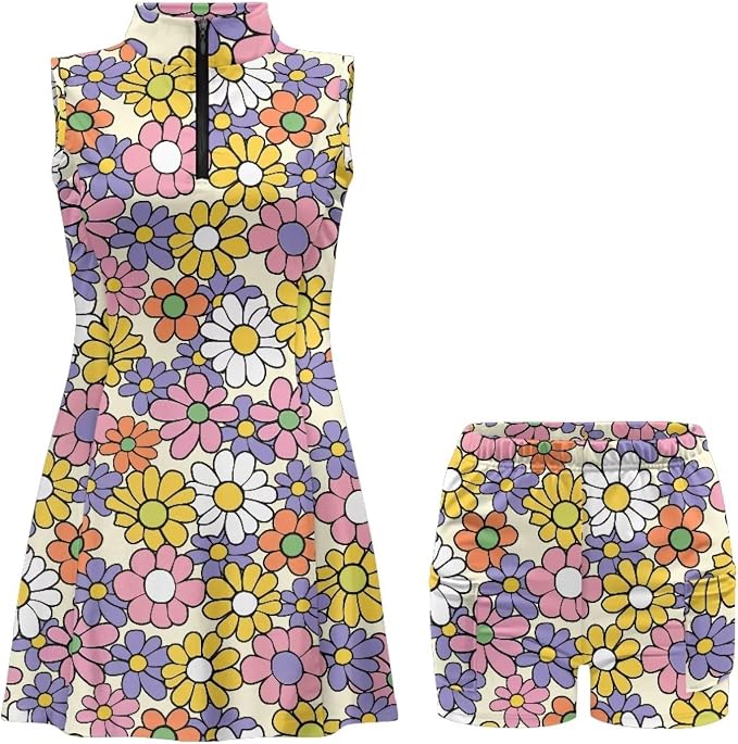 Golf Dress Tennis Dresses for Women with Built in Shorts and Pockets Sleeveless Athletic Dress Workout Dress