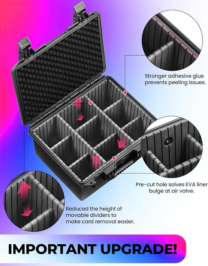 Sports Card Case, Trading Graded Card Storage Box with 9 Dividers for PSA MTG TCG Zion BCW Card Sleeve, Waterproof Protective Sports Cards Organizer Carrying Case for Magnetic Cards / Top Loaders