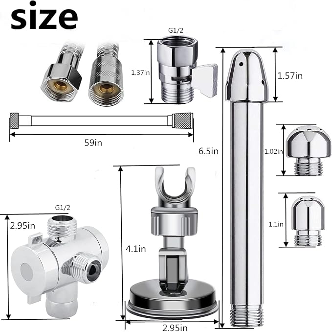 Complete Shower Enema System for Anal Vaginal Colon Cleaning,SOYESY Douche Enema Kits for Men and Women -Include Enema Nozzles, Shower Hose,Diverter,Suction Cup Holder and Flow Control Valves Silver