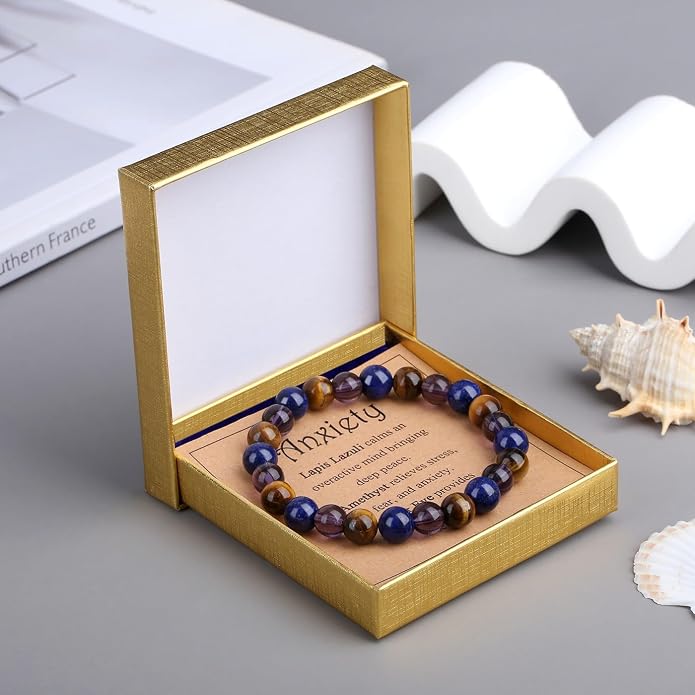 MAIBAOTA Healing Crystal Bracelet for Women Empath Protection & Safe Travel & Anxiety Relief Bracelet - New Beginnings Lucky Charms for Travel/New Job/Next Chapter