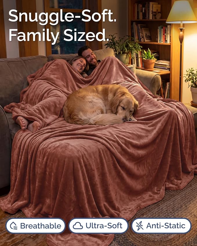 Ultra Soft Fleece Blanket Oversized King Size - Flannel Fleece Luxury Blanket - Lightweight for Couch Bed Chair - Thick, Warm and Breathable - All Season Cozy, Mocha Mousse
