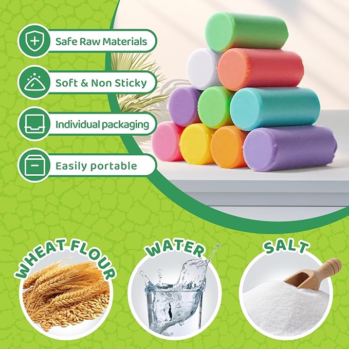 Dinosaur Dough Sets for Kids Ages 2-4, Family Board Games for 2-6 Players, 6 Dino 3D Modeling Tools, 5 Dough, Adventure Map & Dice, Dough Accessories Gift for 3 4 5 6 Year Old Boys Girls