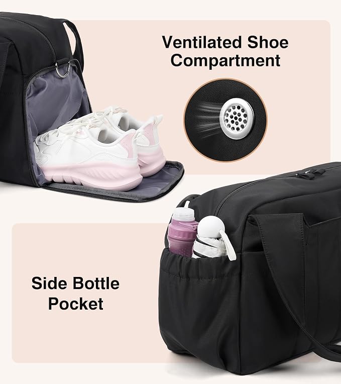 Marvolia Gym Bag for Women with Yoga Mat Holder, Sports Duffle Bag for Travel with Shoes Compartment, Tote Bag with Wet Pocket for Yoga Workout, Dance