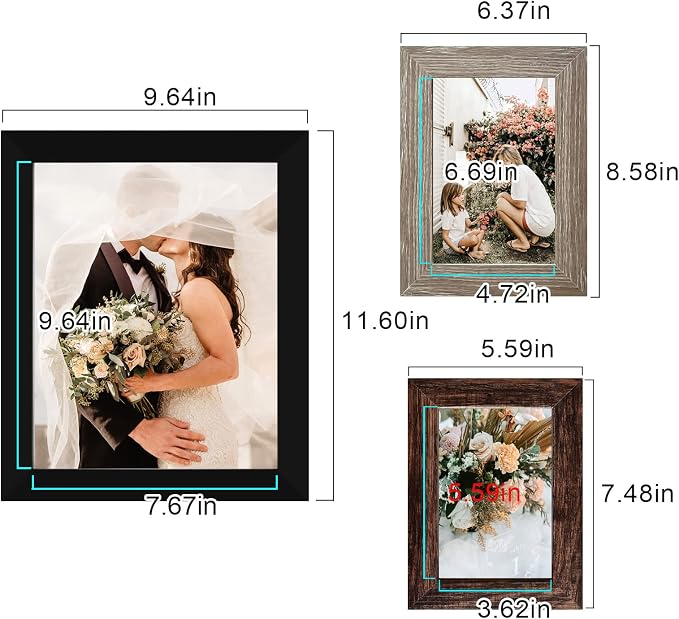 LUCKYLIFE Picture Frames Collage Wall Decor 10-Pack, Gallery Wall Frame Set with 8x10 5x7 4x6 Frames in 3 Different Finishes