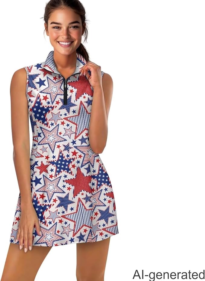 Golf Dress Tennis Dresses for Women with Built in Shorts and Pockets Sleeveless Athletic Dress Workout Dress
