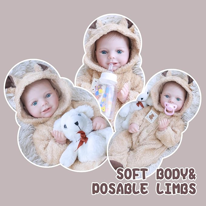 Realistic Reborn Baby Dolls - 18 Inch Lifelike Newborn Baby Doll Girl Real Life Baby Dolls Soft Full Silicone Body Gift Toy for Kids Age 3+