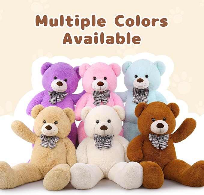 MaoGoLan Giant White Teddy Bear Stuffed Animal 5 Feet,Soft Cuddly Smiling Face Big Teddy Bear Plush Gift for Boyfriend Girlfriend