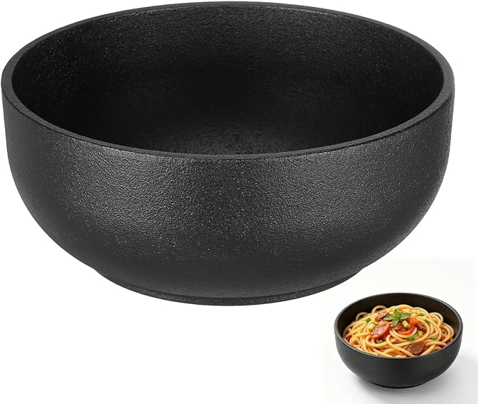Cabilock Cast Iron Bibimbap Bowl 6.7 Inch Korean Stone Bowl for Cooking Sizzling Hot Pot Dolsot Professional Ramen Noodle Soup Mixing Rice Serving Basin Oven Safe Seasoned Kitchenware