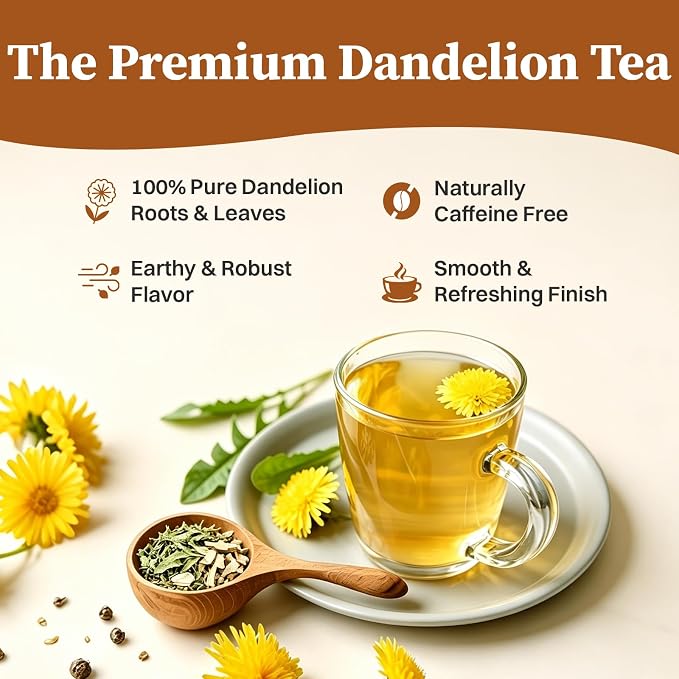 SKMTT Dandelion Root Tea Bags, 60 Count (2g/bag) – Natural Dandelion Leaf & Root Herbal Tea, Caffeine Free & Non-GMO, Roasted Earthy Flavor