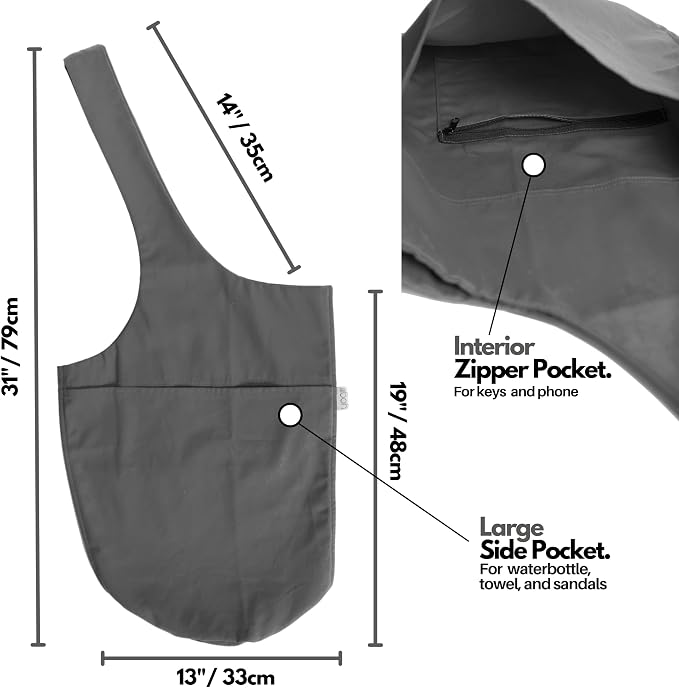 Yogiii Yoga Mat Bag | The ORIGINAL YogiiiTote | Yoga Mat Carrier Tote Sling w/Large Side Pocket & Zipper Pocket | Fits Most Size Mats