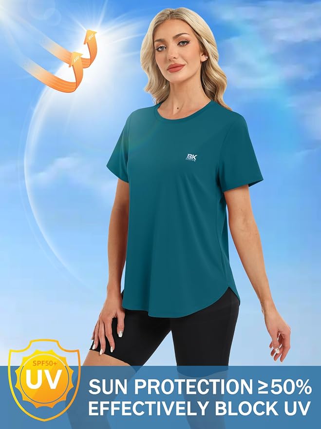 BKRIVE Workout Tops for Women UPF 50+ Quick Dry Shirts (S-3XL) | Ideal for Hiking, Yoga, Running, Gym workouts, Pilstes, Tennis & Travel. Lightweight, Breathable & Moisture wicking