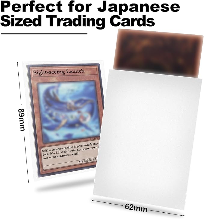 White Card Sleeve 200 Pack Compatible with Yu-gi-oh Card Sleeve Japanese Small Card Sleeves Photocard Sleeves 62x89mm, Back Textured Perfect Shuffling, Protect Your Japanese Sized Photocard Never Tear