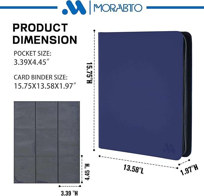 Top Loader Binder, Holds 324 Top Loaders,9 Pocket Top Loader Binders for 3" x 4" Rigid Cards,Top Loader Card Binder for Hard Plastic Top Loader -Blue
