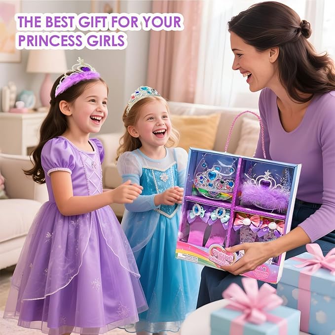 Princess Dress Up for Girls 4-6，Kids Princess Shoes Pretend Play Toys，Beauty Birthday Gifts for 3 4 5 6 Year Old Girl